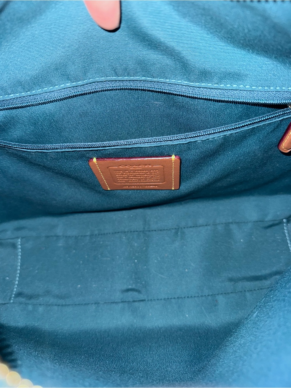 Coach Teal Leather Shoulder Hobo with Gold Charm Chain - Picture 4 of 4